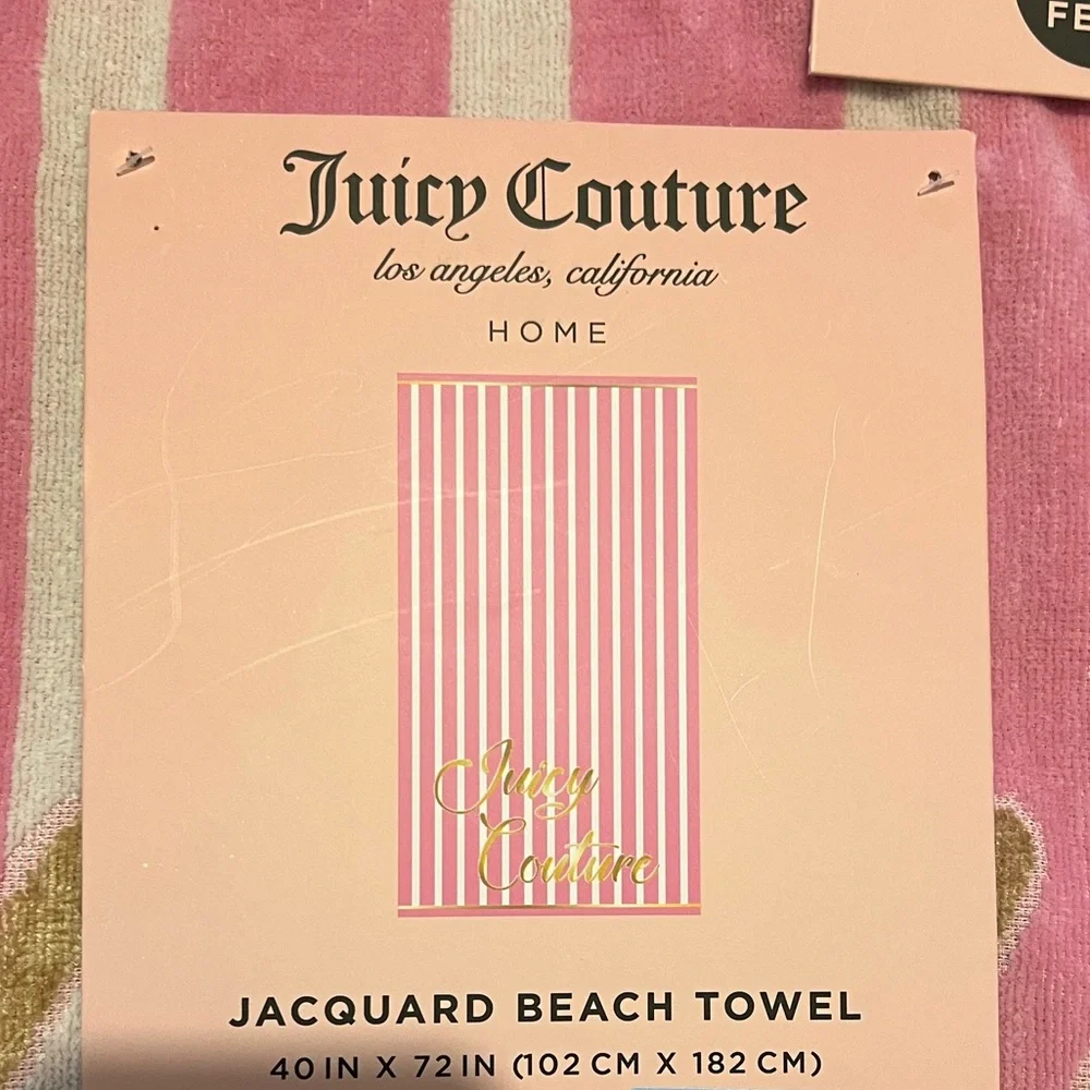 Juicy Couture BNWT Pink Striped Beach Towel